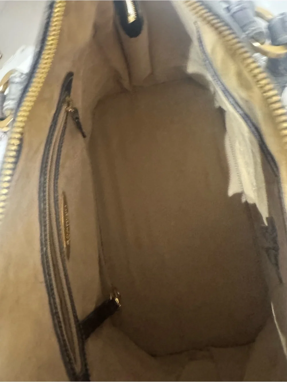 Brahmin Sydney Metallic Gray Embossed Leather Satchel with Gold Accents